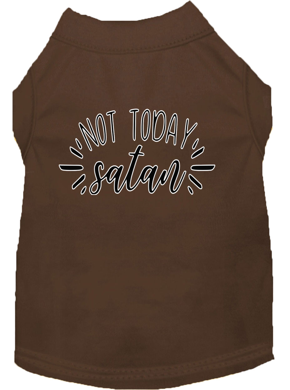 Not Today Satan Screen Print Dog Shirt Brown XL